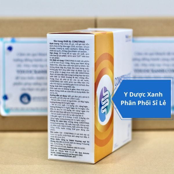 CONSTIPASS Macrogol 3350, 20 gói, Bột trị táo bón cho trẻ nhỏ, người lớn của Ý