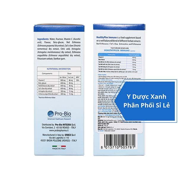 HEALTHYPLEX IMMUNE, Siro tăng đề kháng cho trẻ em từ 1 tuổi của Ý 