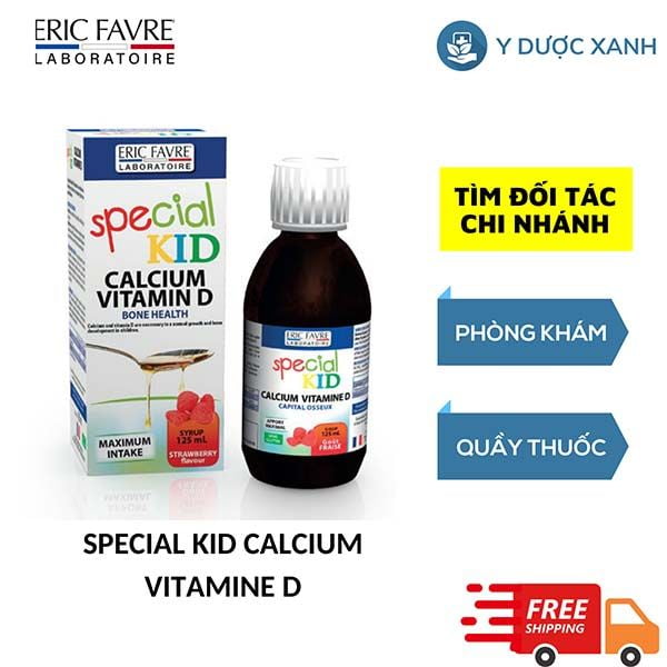 SPECIAL KID CALCIUM VITAMINE D, 125 ml, Siro hỗ trợ phát triển xương cho trẻ em từ 2 tuổi của Pháp