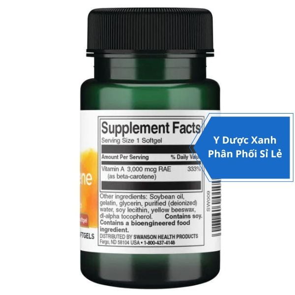[Global] SWANSON BETA CAROTENE, 100 viên, Viên uống hỗ trợ sức khỏe mắt cho người lớn của Mỹ