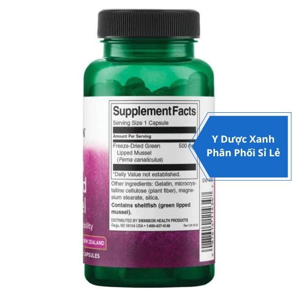 [Global] SWANSON GREEN LIPPED MUSSEL, 60 viên, Viên uống hỗ trợ xương khớp linh hoạt cho người lớn của Mỹ