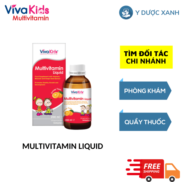 VIVAKIDS MULTIVITAMIN LIQUID, 200ml, Siro vitamin tổng hợp cho trẻ từ 1 tuổi của Thụy Sĩ